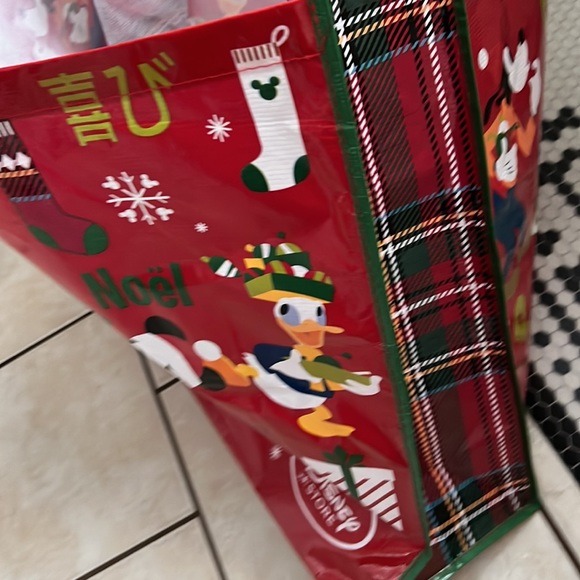 Giant Disney Store Christmas Holiday Tote Bag + 2 Ross Santa Totes Mickey Minnie - Picture 8 of 12